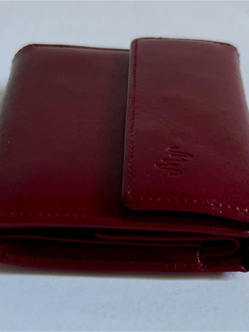 Vintage Monsac Red Leather Wallet Trifold Burgundy - Picture 3 of 7